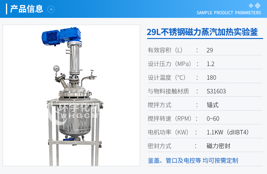 上海29L磁力不銹鋼反應釜