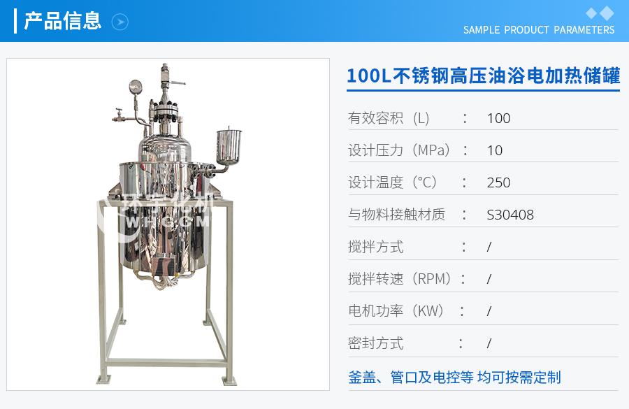 上海100L不銹鋼高壓油浴電加熱儲罐